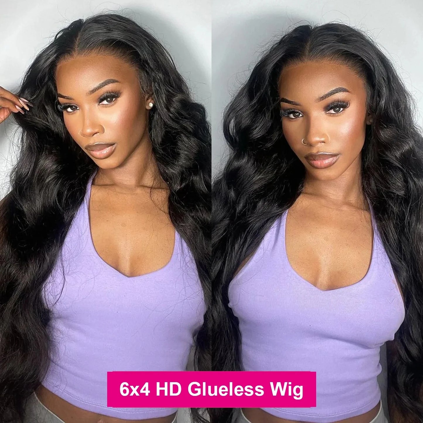 Wear And Go Glueless Human Hair Wigs Preplucked Brazilian Body Wave 13x4 HD Lace Frontal Human Hair Wigs