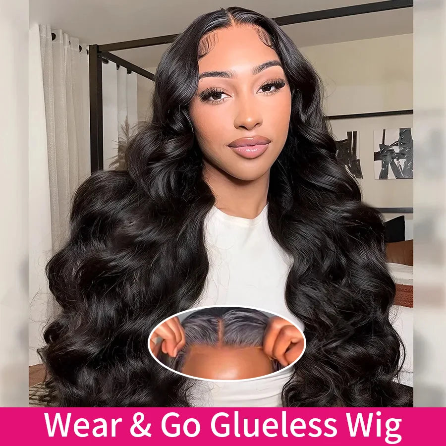 Wear And Go Glueless Human Hair Wigs Preplucked Brazilian Body Wave 13x4 HD Lace Frontal Human Hair Wigs