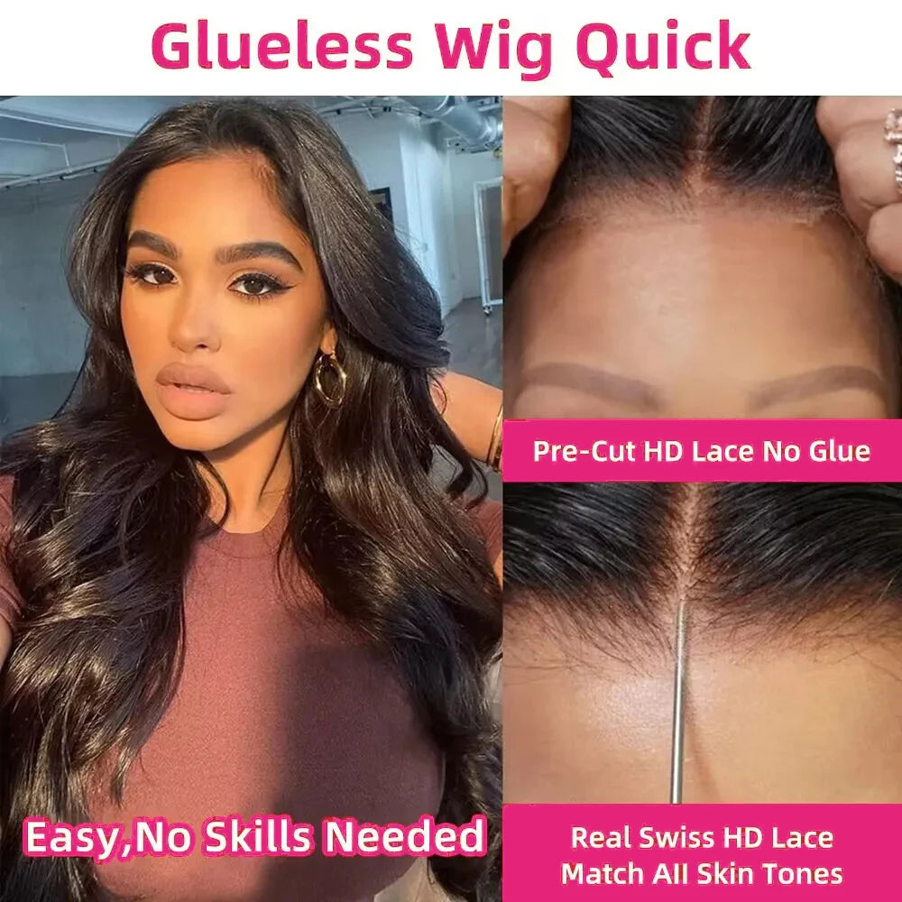 Wear And Go Glueless Human Hair Wigs Preplucked Brazilian Body Wave 13x4 HD Lace Frontal Human Hair Wigs