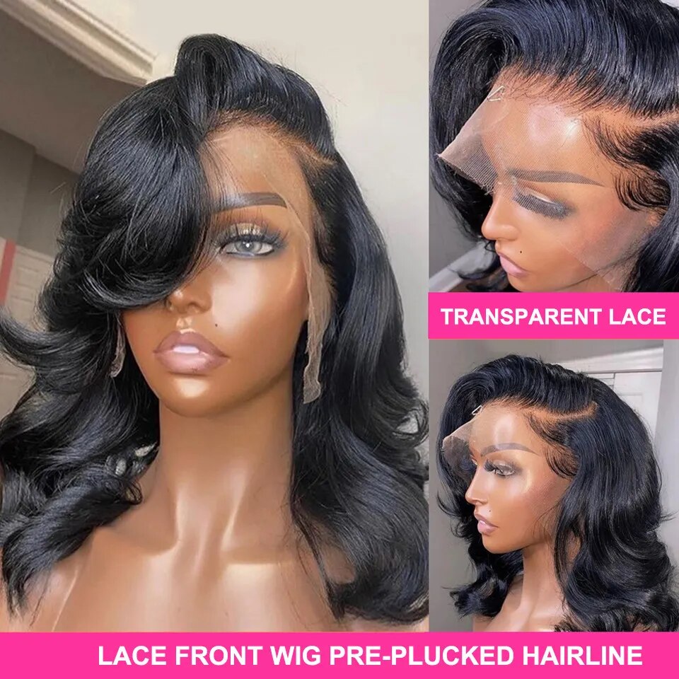 Brazilian Virgin Remy Hair Body Wave Human Hair Pre-Plucked Transparent Closure Wig