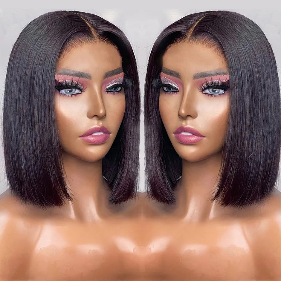 Wear And Go Pre Cut Bob Wig Human Hair Silk Straight Glueless Wig