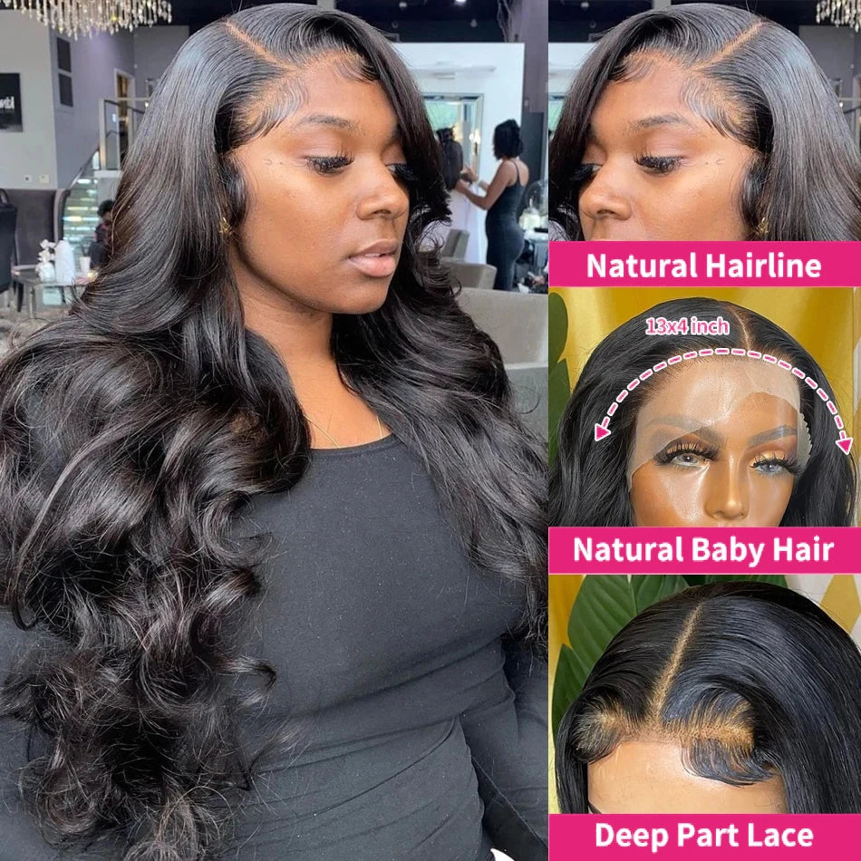 Wear And Go Glueless Human Hair Wigs Preplucked Brazilian Body Wave 13x4 HD Lace Frontal Human Hair Wigs